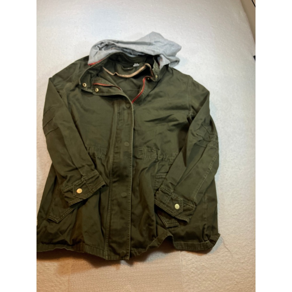 Love 21 Utility Jacket Olive Green Military Field Coat Womens L